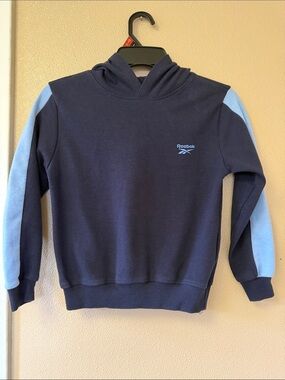 Reebok Boy’s Navy Hoodie Sweatshirt with Light Blue Trim